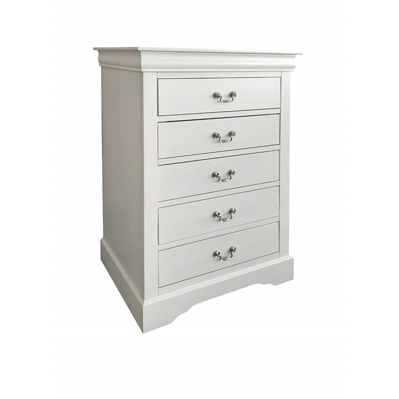 ACME Traditional Style Wood and Metal Chest with 5 Drawers, White- Saltoro Sherpi